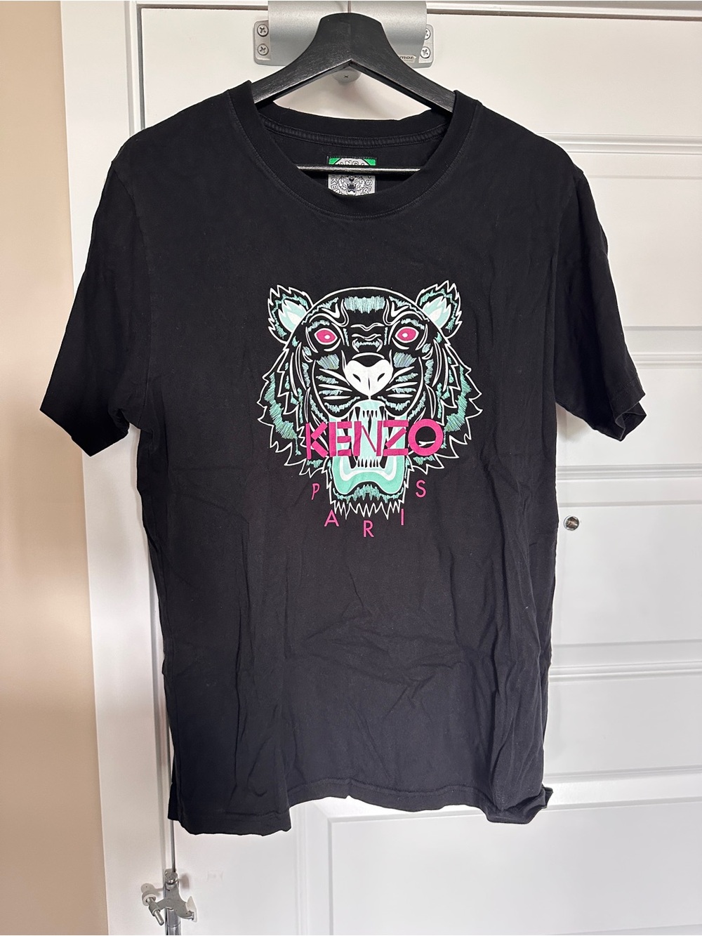 Kenzo Paris Black Tiger Graphic T-Shirt Size L Made in Portugal